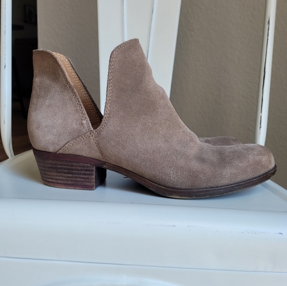 Lucky Brand | Genuine Leather Seude Taupe Booties - Picture 2 of 10